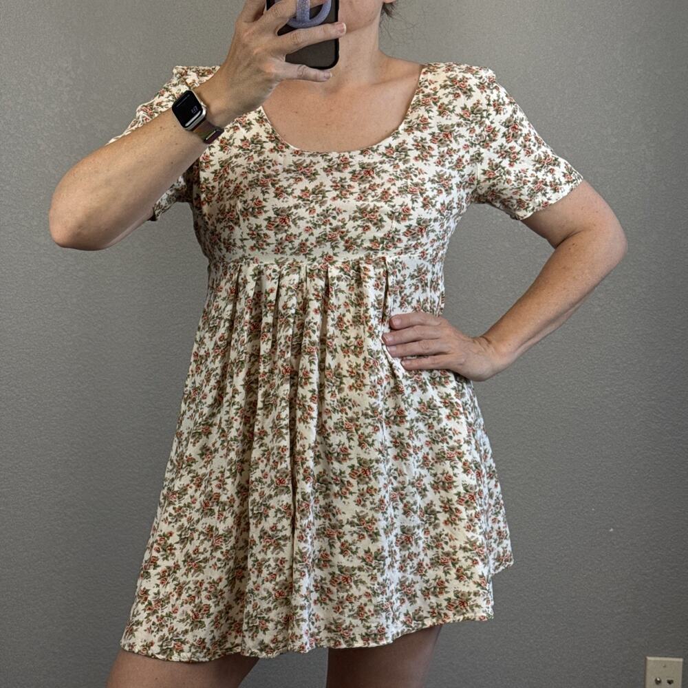 Vintage Stella‎ y2k 90s Floral Babydoll Mini Dress Size S Fairy Coquette Whimsy